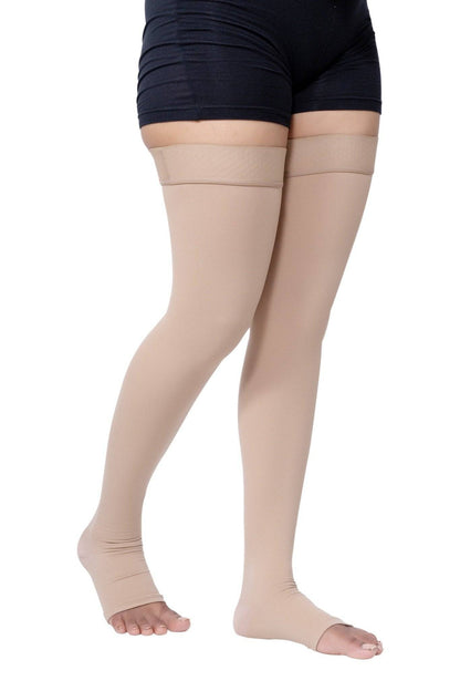 Class 2 Compression Stockings - Open Toe | Thigh Length
