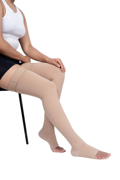 Class 2 Compression Stockings - Open Toe | Thigh Length